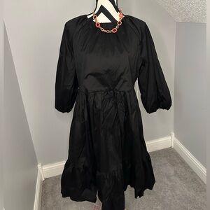 NWT Chico’s Women's Poplin Balloon Sleeve Dress Black Size 8 Sz 1 MSRP $139